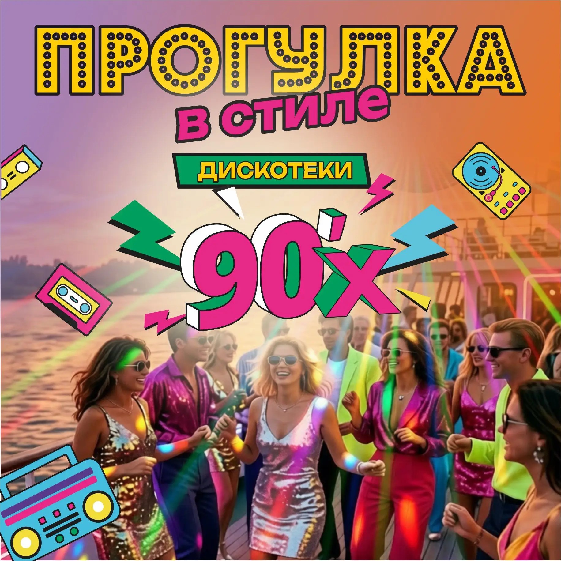 Прогулка в стиле дискотеки 90-х (2 часа) (Г63, катер)
